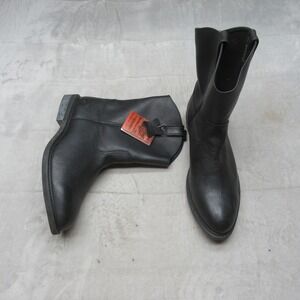 Bonanza Mens 13 Boots Black Chedron Leather Roper Western Oil-Resistant Work NEW